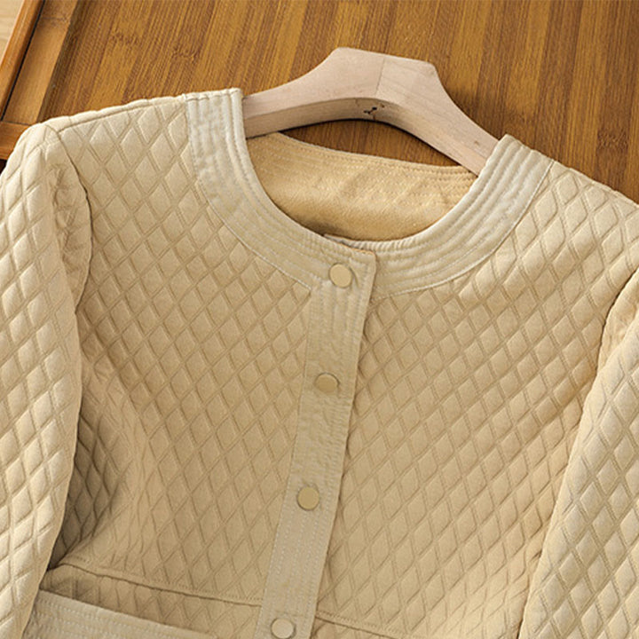 Buddha Stones Retro Plain Women's Cotton Long Sleeve Jacket With Pockets - image 4