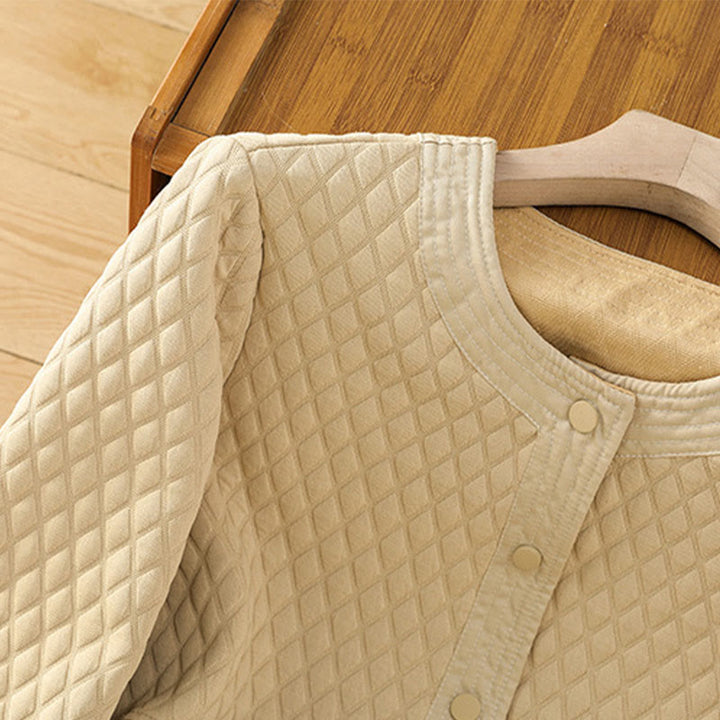 Buddha Stones Retro Plain Women's Cotton Long Sleeve Jacket With Pockets - image 3