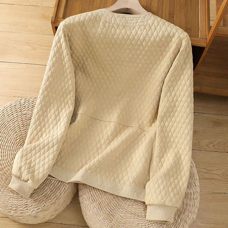 Buddha Stones Retro Plain Women's Cotton Long Sleeve Jacket With Pockets - image 2