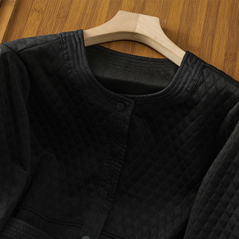 Buddha Stones Retro Plain Women's Cotton Long Sleeve Jacket With Pockets - image 19