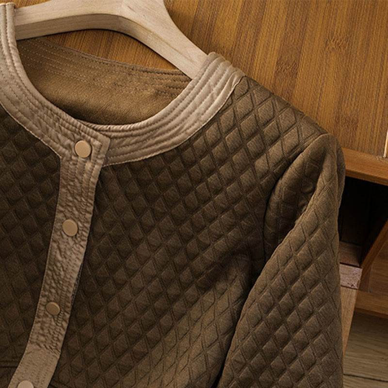 Buddha Stones Retro Plain Women's Cotton Long Sleeve Jacket With Pockets - image 32