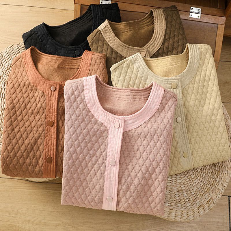 Buddha Stones Retro Plain Women's Cotton Long Sleeve Jacket With Pockets - image 38