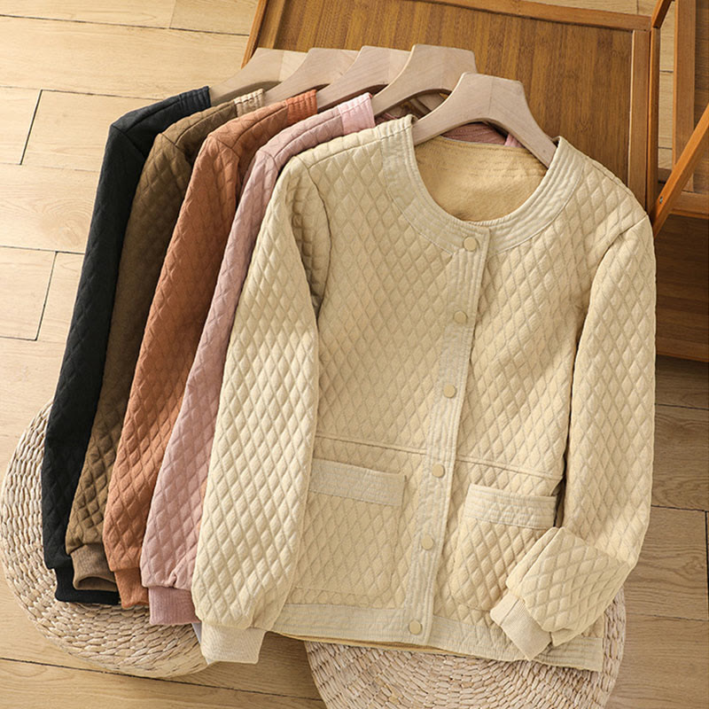 Buddha Stones Retro Plain Women's Cotton Long Sleeve Jacket With Pockets - image 37