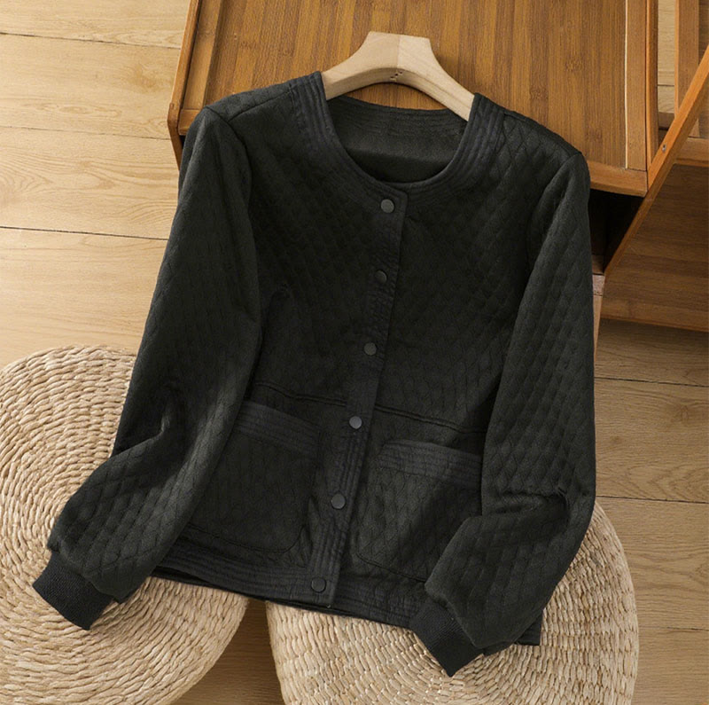 Buddha Stones Retro Plain Women's Cotton Long Sleeve Jacket With Pockets - Black - US12,UK/AU16,EU44 (3XL) - image 15