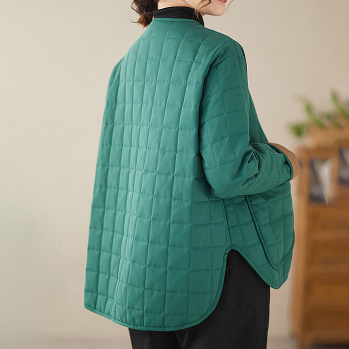 Buddha Stones Retro Plain Women's Thick Cotton Long Sleeve Coat Jacket With Pockets - image 17