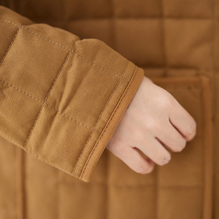 Buddha Stones Retro Plain Women's Thick Cotton Long Sleeve Coat Jacket With Pockets - image 30