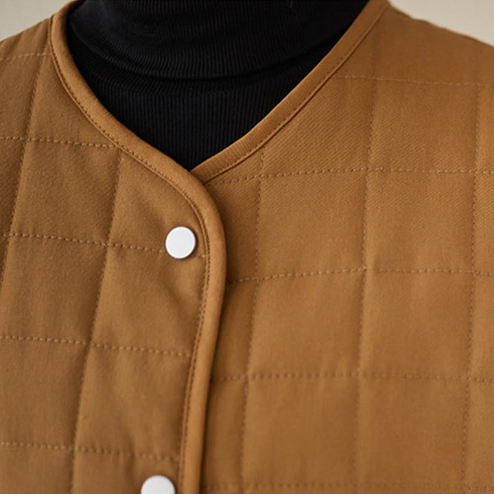 Buddha Stones Retro Plain Women's Thick Cotton Long Sleeve Coat Jacket With Pockets - image 34