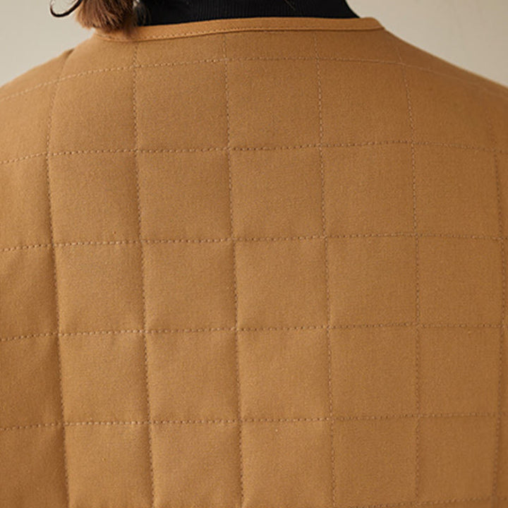 Buddha Stones Retro Plain Women's Thick Cotton Long Sleeve Coat Jacket With Pockets - image 32