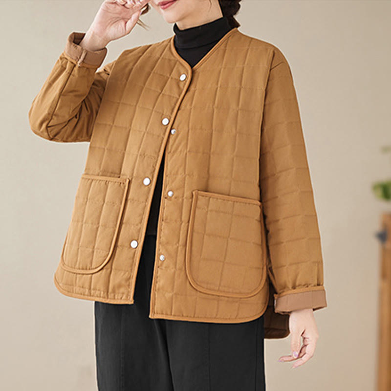 Buddha Stones Retro Plain Women's Thick Cotton Long Sleeve Coat Jacket With Pockets - Peru - US14,UK/AU18,EU46 (2XL) - image 22