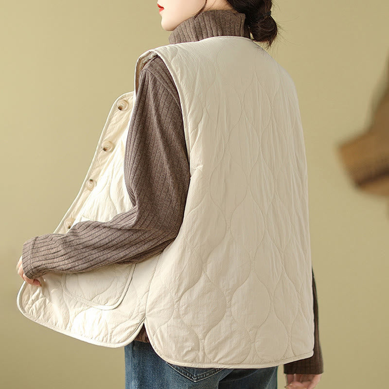 Buddha Stones Double-sided Style Women's Viscose Fiber Sleeveless Vest Waistcoat With Pockets - image 13