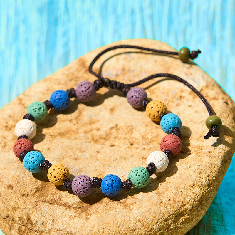 Buddha Stones Colorful Lava Rock Support Bracelet - Colorful Beads(Wrist Circumference: 15-22cm) - image 1