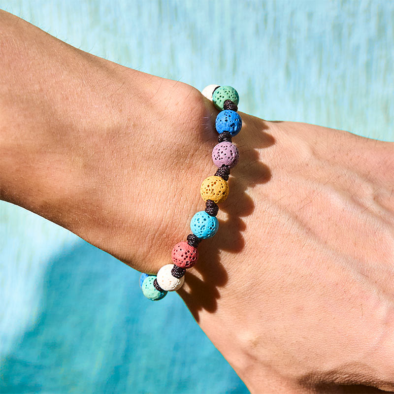 Buddha Stones Colorful Lava Rock Support Bracelet - image 2