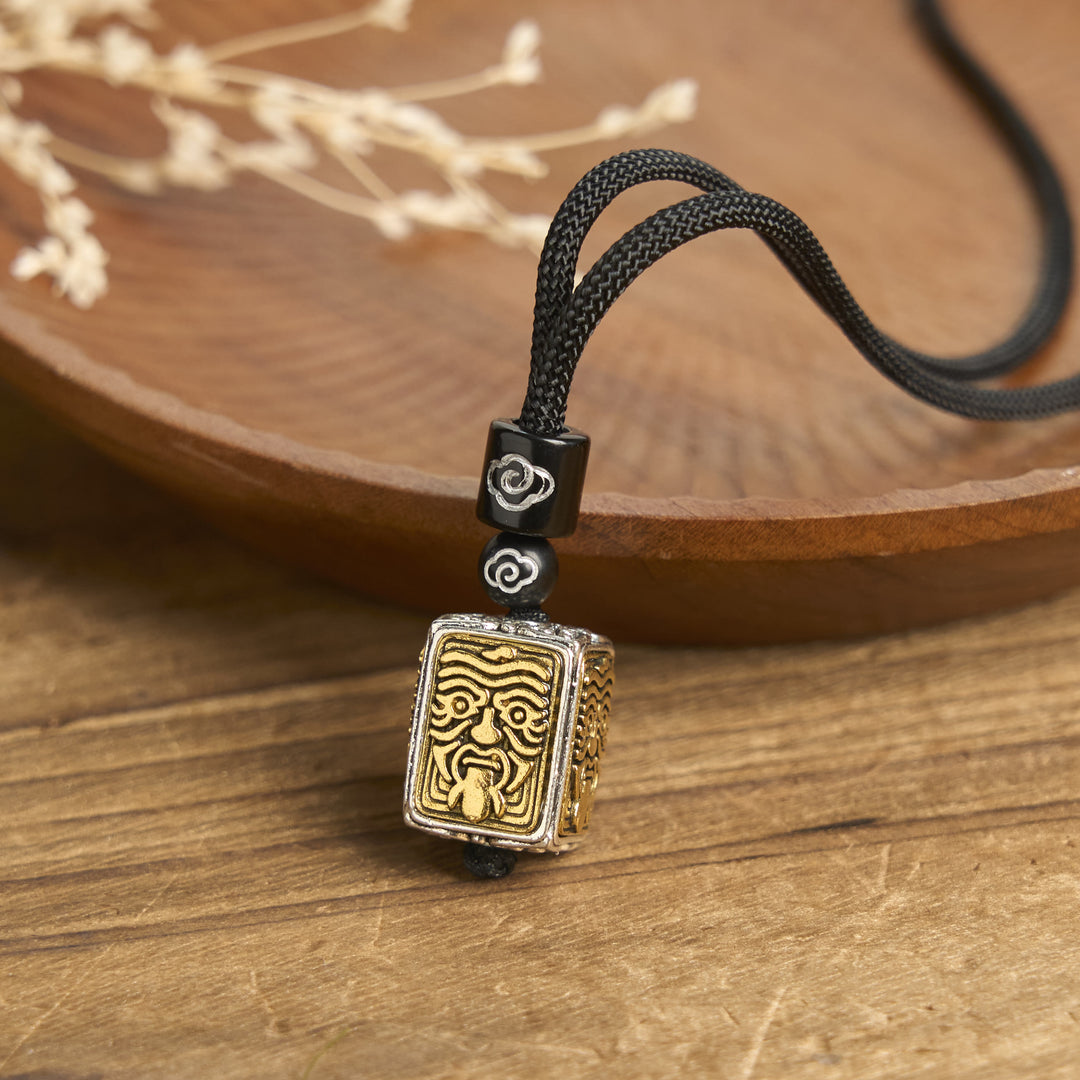 Buddha Stones Tibetan Zakiram Goddess Of Wealth Protection Rope Square Necklace Pendant - Zakiram - image 1