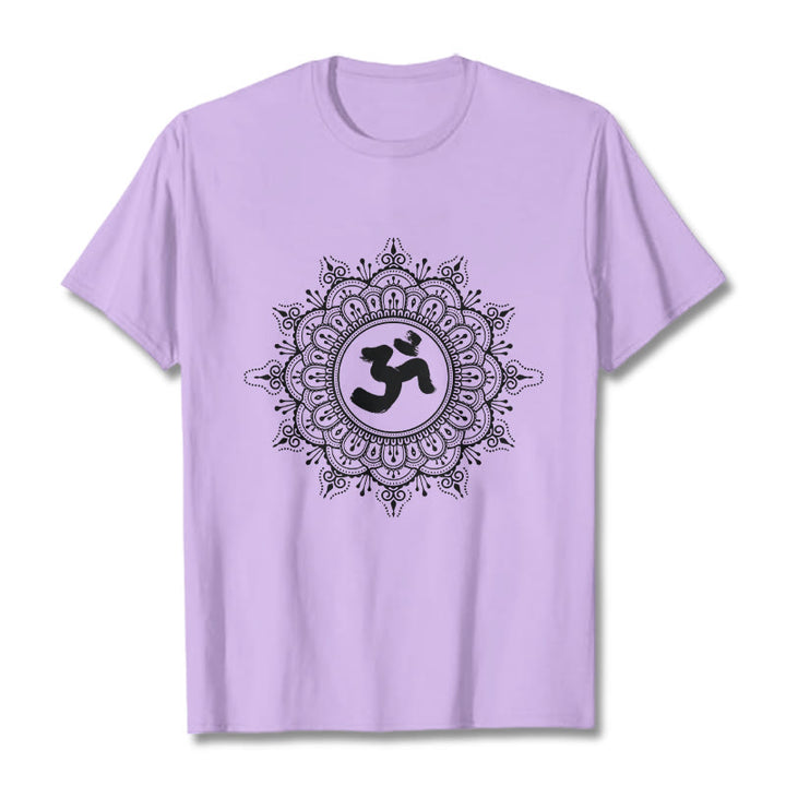Buddha Stones Symmetry Mandala Om Symbol Pattern Tee Cotton T-shirt - Plum - 2XL - image 17