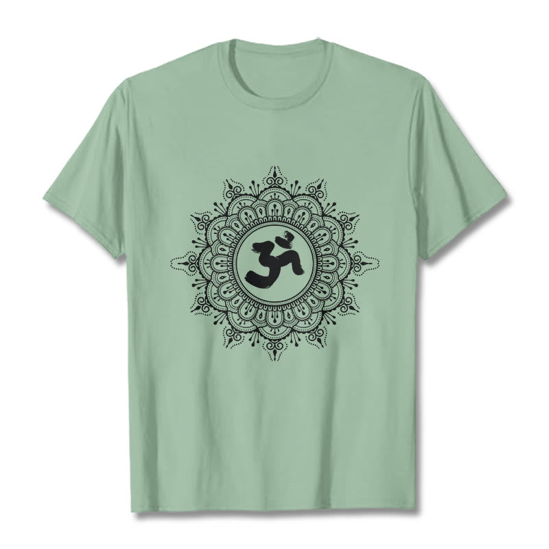 Buddha Stones Symmetry Mandala Om Symbol Pattern Tee Cotton T-shirt - PaleGreen - 2XL - image 15