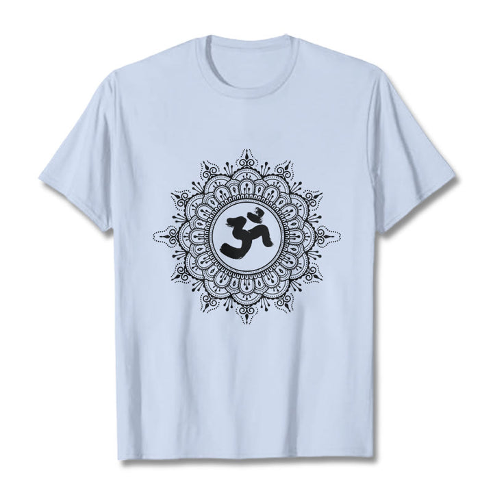 Buddha Stones Symmetry Mandala Om Symbol Pattern Tee Cotton T-shirt - LightCyan - 2XL - image 19