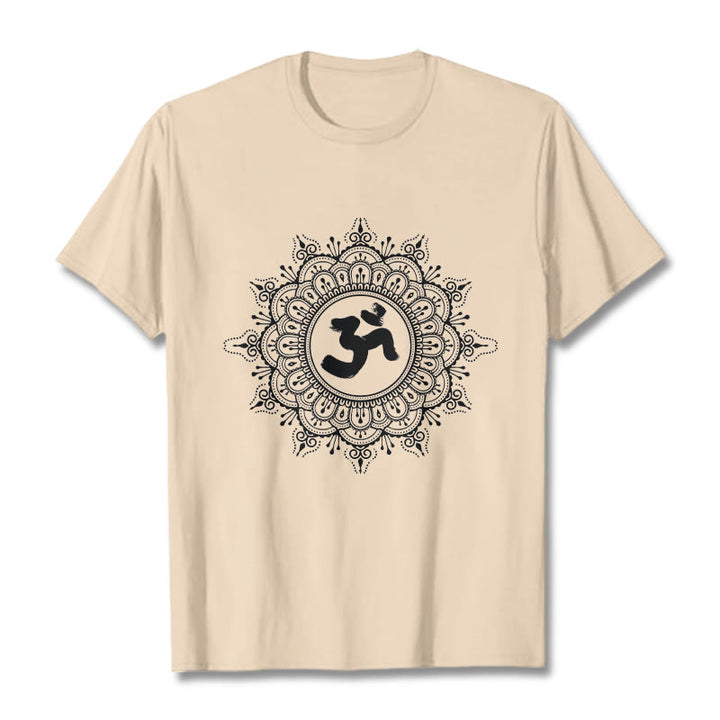 Buddha Stones Symmetry Mandala Om Symbol Pattern Tee Cotton T-shirt - Bisque - 2XL - image 11
