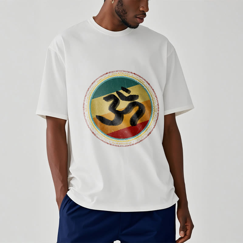 Buddha Stones Vibrant Color Simple Circular Mandala Pattern Om Symbol Tee Cotton T-shirt - image 2