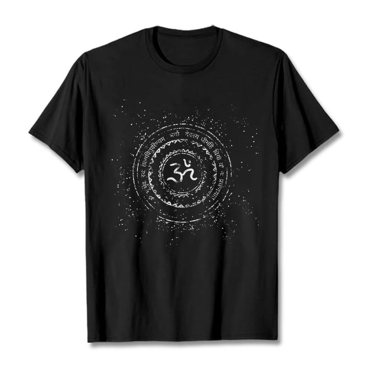 Buddha Stones Mandala Om Symbol Mantra Pattern Tee Cotton T-shirt - Black - 2XL - image 5