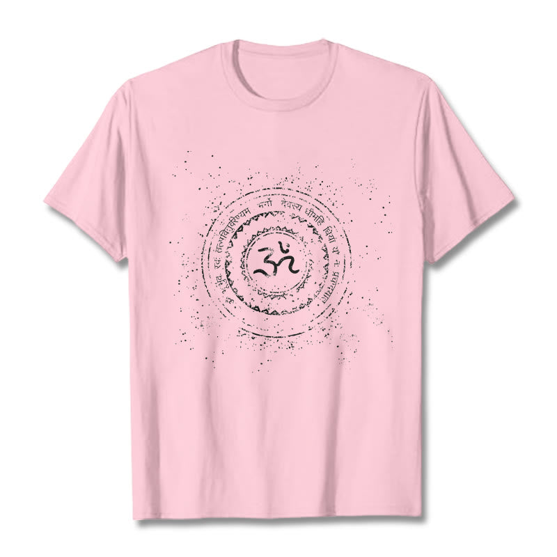 Buddha Stones Mandala Om Symbol Mantra Pattern Tee Cotton T-shirt - LightPink - 2XL - image 13