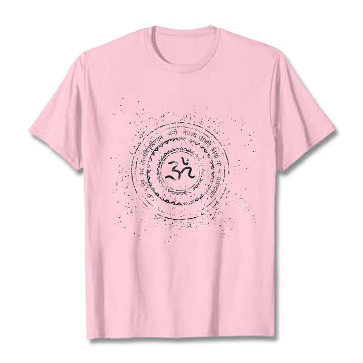 Buddha Stones Mandala Om Symbol Mantra Pattern Tee Cotton T-shirt - LightPink - 2XL - image 13