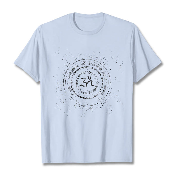 Buddha Stones Mandala Om Symbol Mantra Pattern Tee Cotton T-shirt - LightCyan - 2XL - image 19