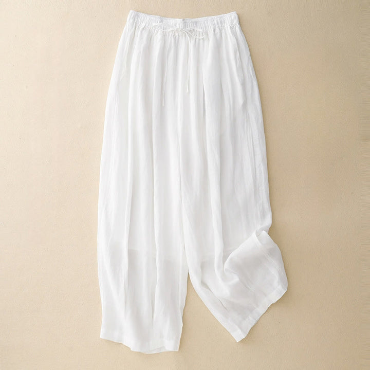 Buddha Stones Casual Loose Double Layer 7-8 Length Cropped Pants Women's Pants With Pockets - White - US8-10,UK/AU12-14,EU40-42 (2XL) - image 11
