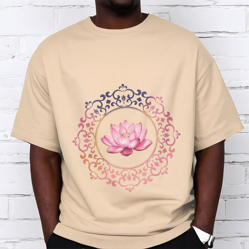 Buddha Stones Mandala Pink Lotus Pattern Tee Cotton T-shirt - image 9