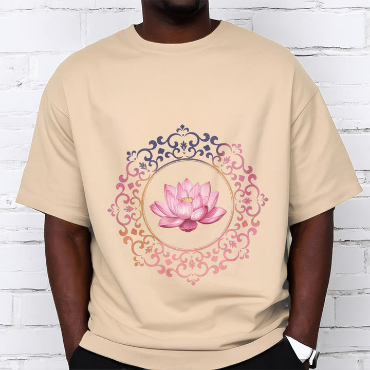 Buddha Stones Mandala Pink Lotus Pattern Tee Cotton T-shirt - image 9