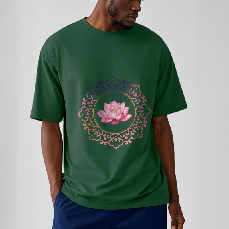 Buddha Stones Mandala Pink Lotus Pattern Tee Cotton T-shirt - image 11