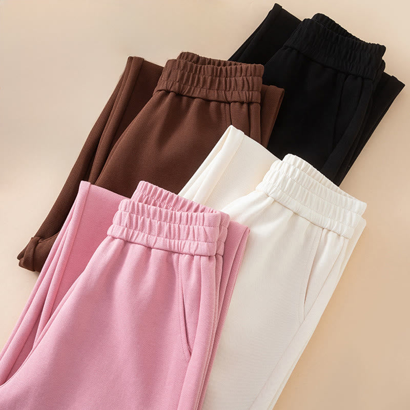 Buddha Stones Women's Plain High Waist Design Wide Leg Cotton Pants With Pockets - image 18