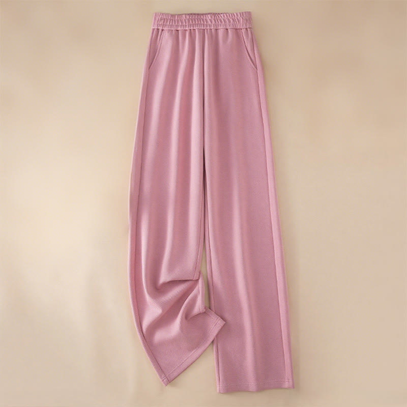 Buddha Stones Women's Plain High Waist Design Wide Leg Cotton Pants With Pockets - LightPink - US12,UK/AU16,EU44 (3XL) - image 14