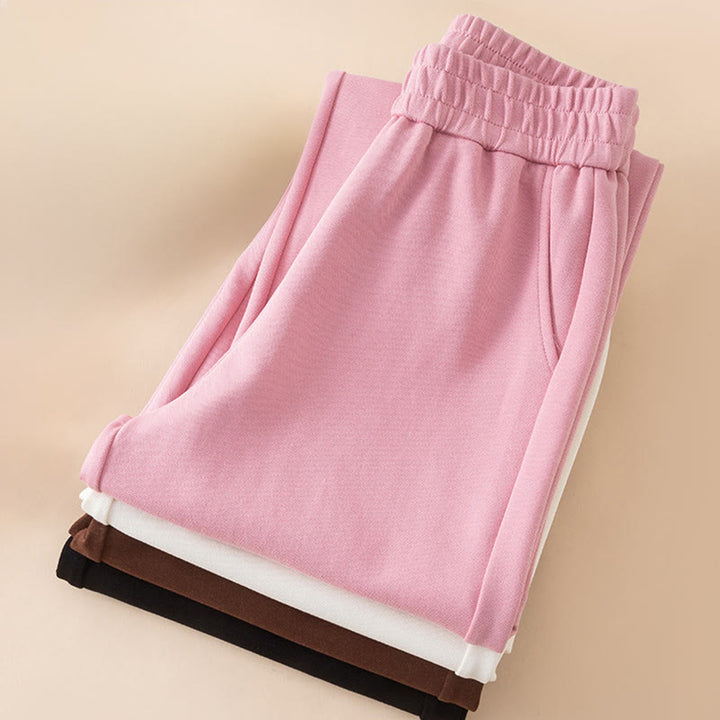 Buddha Stones Women's Plain High Waist Design Wide Leg Cotton Pants With Pockets - image 17