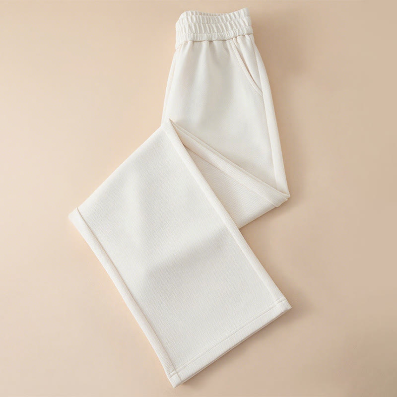 Buddha Stones Women's Plain High Waist Design Wide Leg Cotton Pants With Pockets - FloralWhite - US12,UK/AU16,EU44 (3XL) - image 3