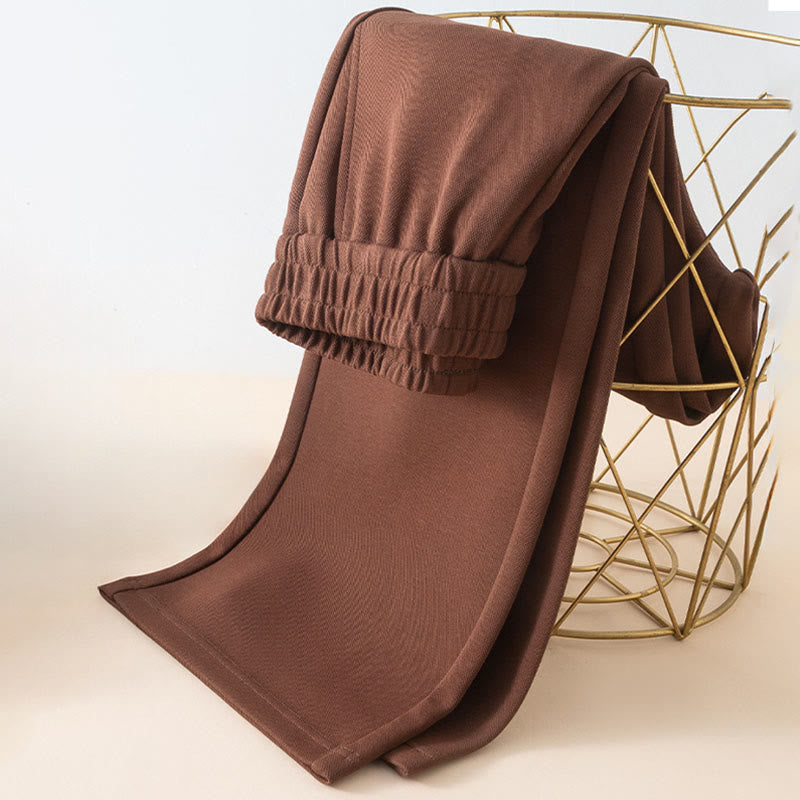 Buddha Stones Women's Plain High Waist Design Wide Leg Cotton Pants With Pockets - image 1