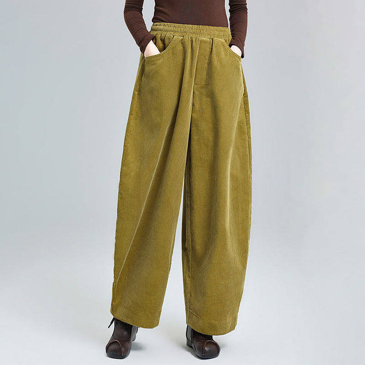 Buddha Stones Women's Fall Plain Ankle-Length Simple Design Corduroy Cotton Pants With Pockets - Goldenrod - US8-10,UK/AU12-14,EU40-42 (2XL) - image 7