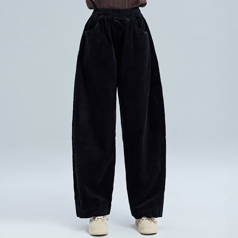 Buddha Stones Women's Fall Plain Ankle-Length Simple Design Corduroy Cotton Pants With Pockets - image 5