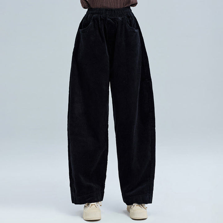 Buddha Stones Women's Fall Plain Ankle-Length Simple Design Corduroy Cotton Pants With Pockets - image 5