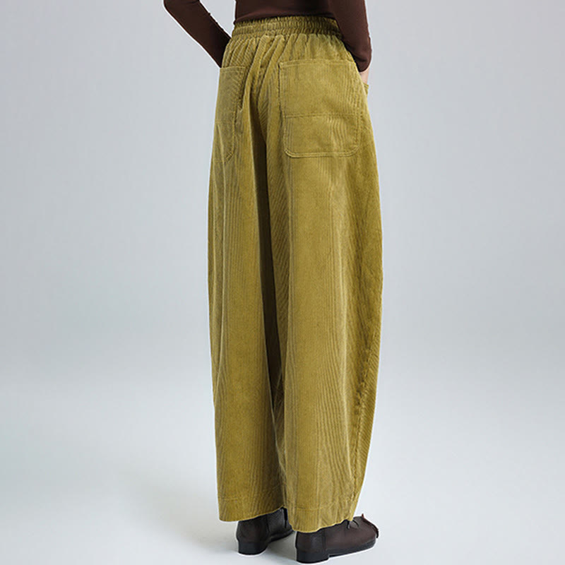 Buddha Stones Women's Fall Plain Ankle-Length Simple Design Corduroy Cotton Pants With Pockets - image 9