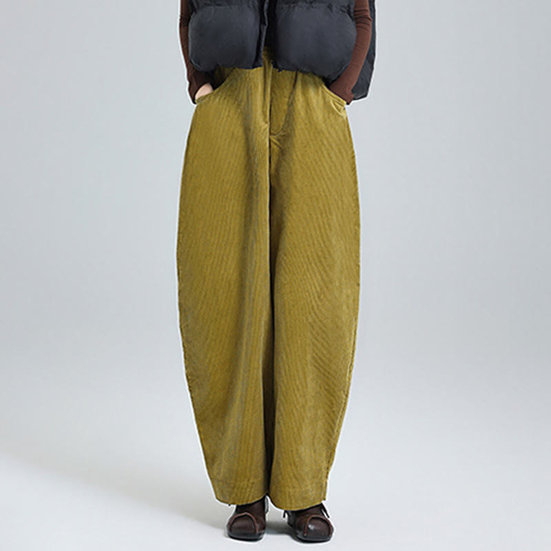 Buddha Stones Women's Fall Plain Ankle-Length Simple Design Corduroy Cotton Pants With Pockets - image 11