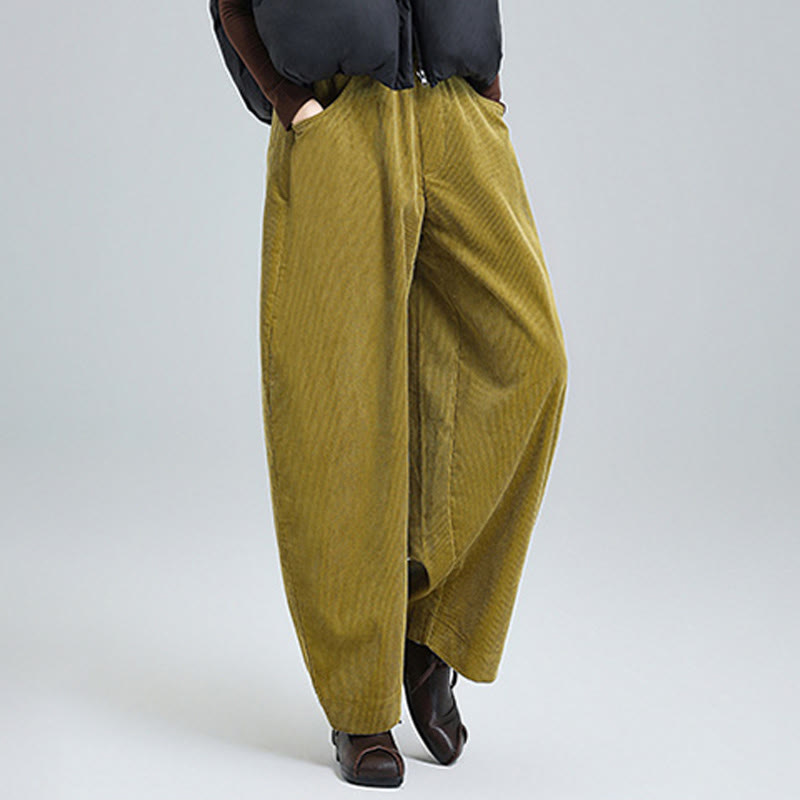 Buddha Stones Women's Fall Plain Ankle-Length Simple Design Corduroy Cotton Pants With Pockets - image 12