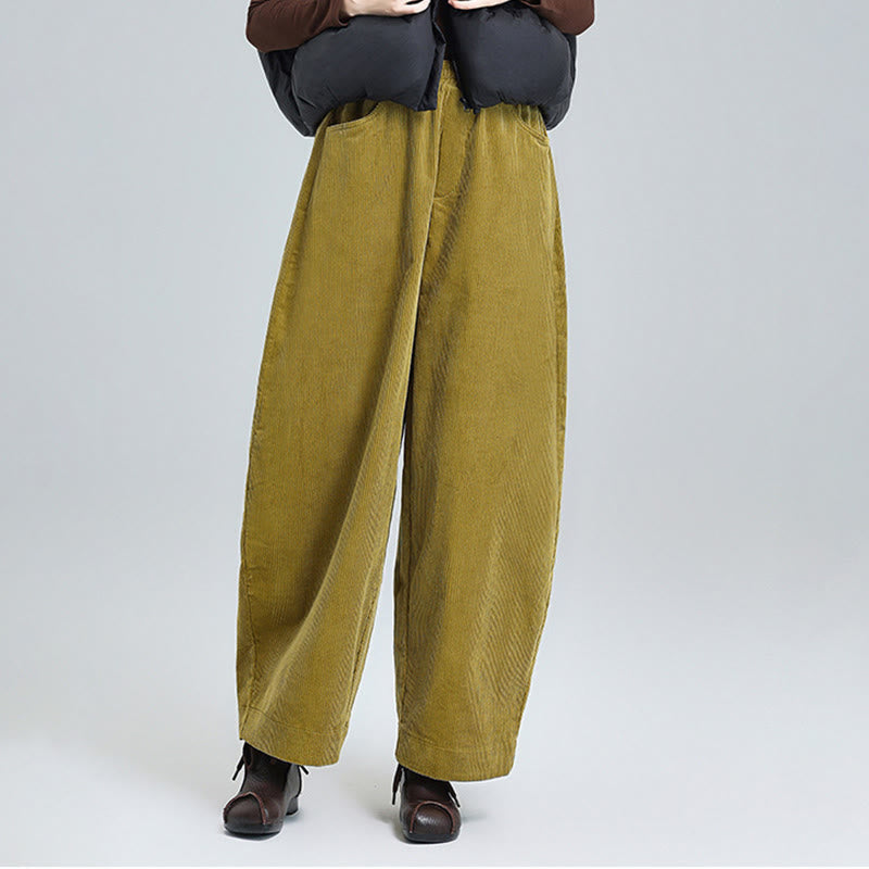 Buddha Stones Women's Fall Plain Ankle-Length Simple Design Corduroy Cotton Pants With Pockets - image 10