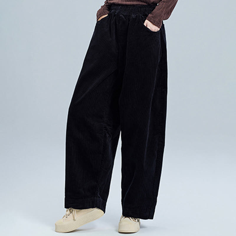 Buddha Stones Women's Fall Plain Ankle-Length Simple Design Corduroy Cotton Pants With Pockets - image 6