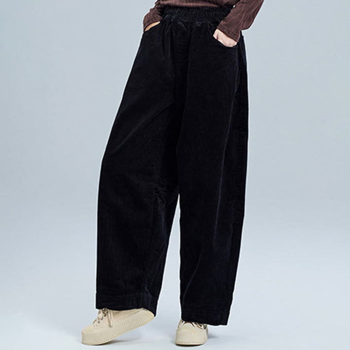 Buddha Stones Women's Fall Plain Ankle-Length Simple Design Corduroy Cotton Pants With Pockets - image 6