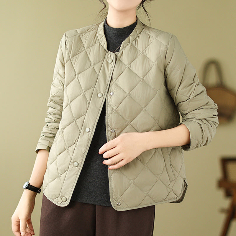 Buddha Stones Women's Fall Long Sleeve Diamond Quilted Design Cotton Thermal Jacket With Pockets - image 25