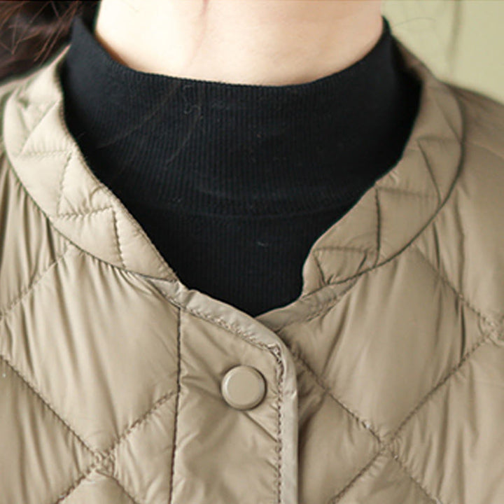 Buddha Stones Women's Fall Long Sleeve Diamond Quilted Design Cotton Thermal Jacket With Pockets - image 5