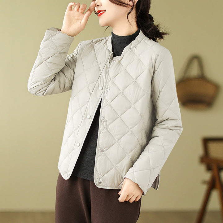 Buddha Stones Women's Fall Long Sleeve Diamond Quilted Design Cotton Thermal Jacket With Pockets - FloralWhite - US8-10,UK/AU12-14,EU40-42 (2XL) - image 12