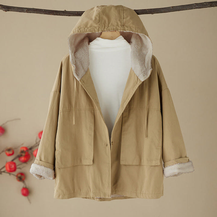 Buddha Stones Women's Plain Long Sleeve Hoodie Cotton Thermal Fleece-Lined Jacket With Pockets - Goldenrod - US6,UK/AU10,EU38 (XL) - image 0