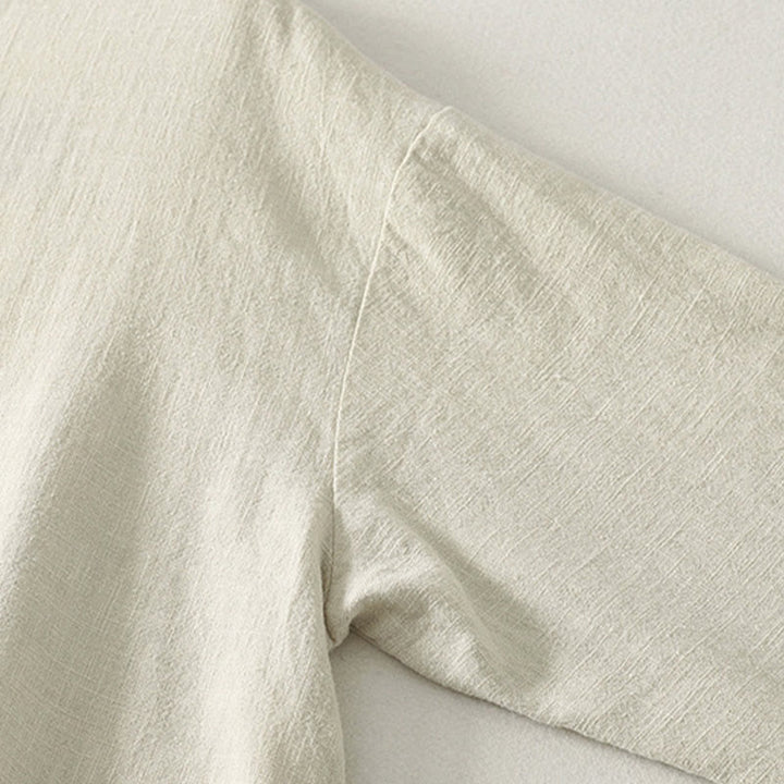 Buddha Stones Spring Diagonal Closure Frog Buttons Design Cotton Long Sleeve Midi Dress - image 11