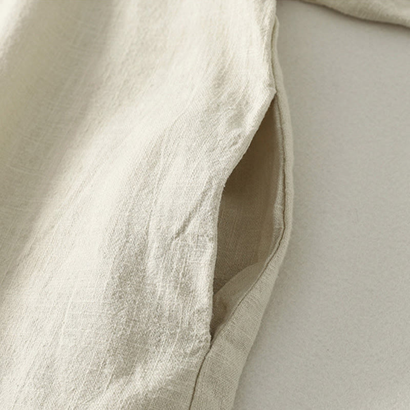 Buddha Stones Spring Diagonal Closure Frog Buttons Design Cotton Long Sleeve Midi Dress - image 14